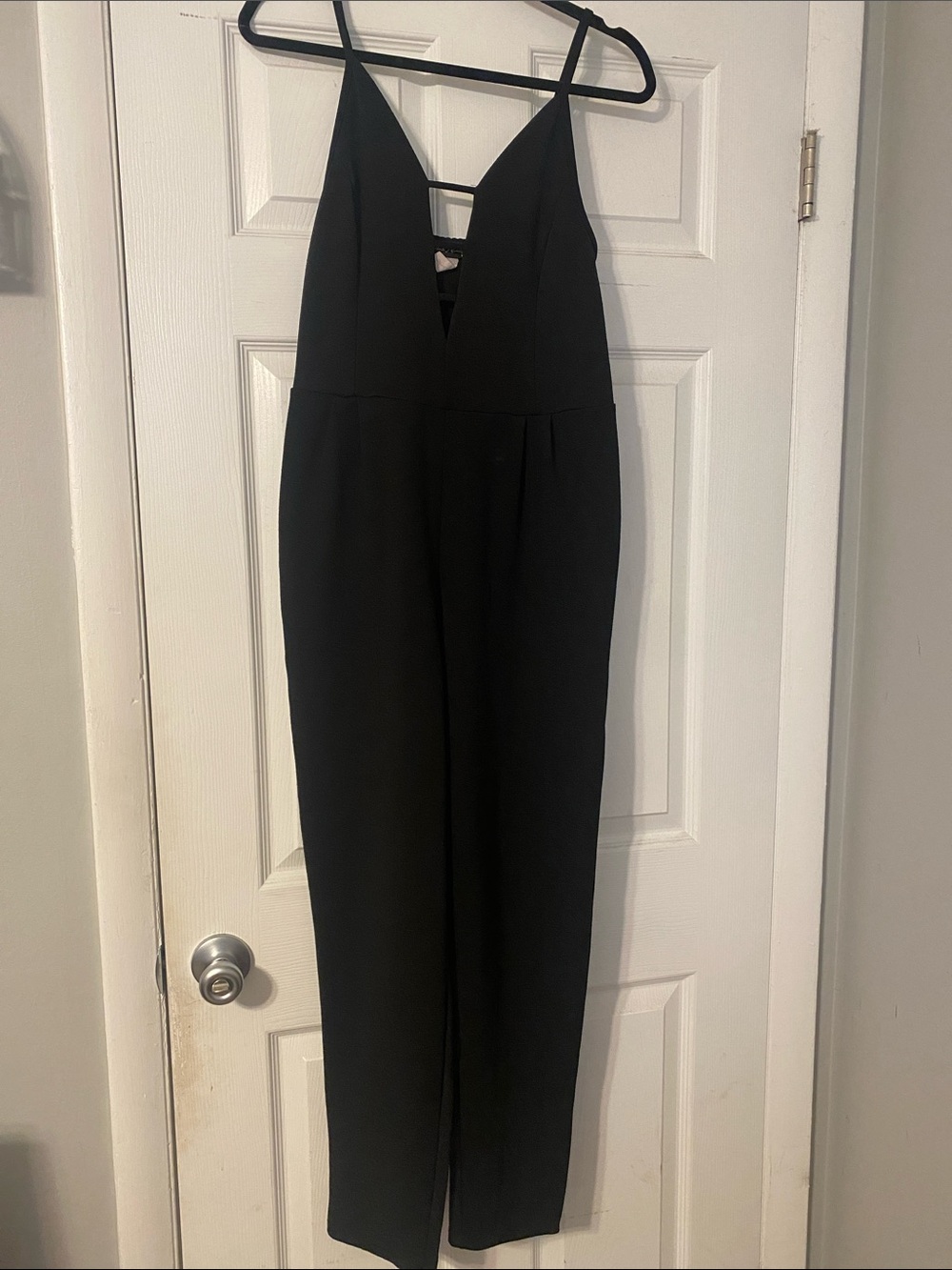 French Atmosphere Black V-Neck Strappy Jumpsuit